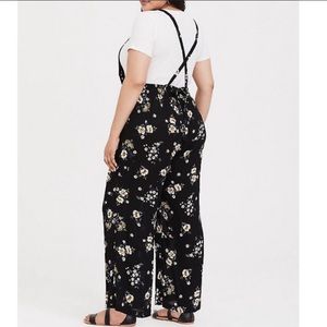 Torrid Wide Leg Overall Black Floral